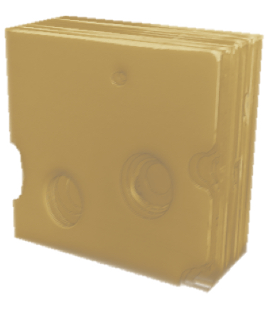 3D Reconstruction of a block of Swiss cheese.