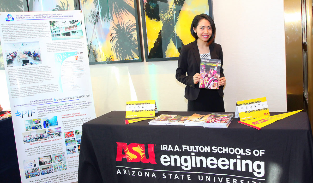 ASU Vietnam International Admissions Representative, Huyen Nguyen hosted the recruitment booth for ASU at STEMCON.
