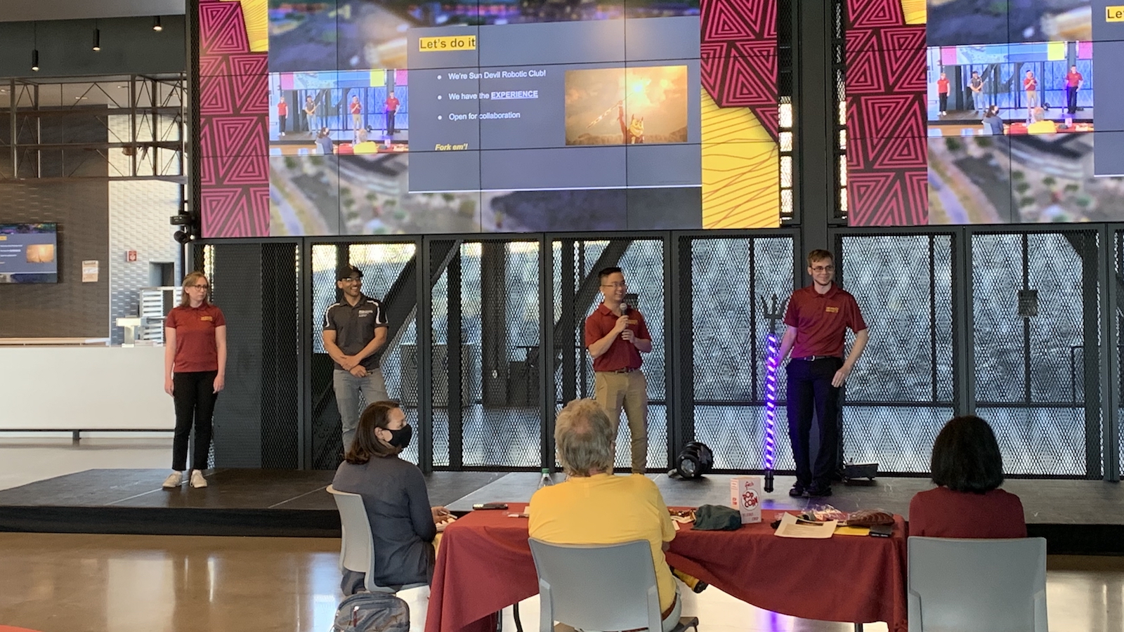The Sparky's Inferno team presenting during Ignite Sparky