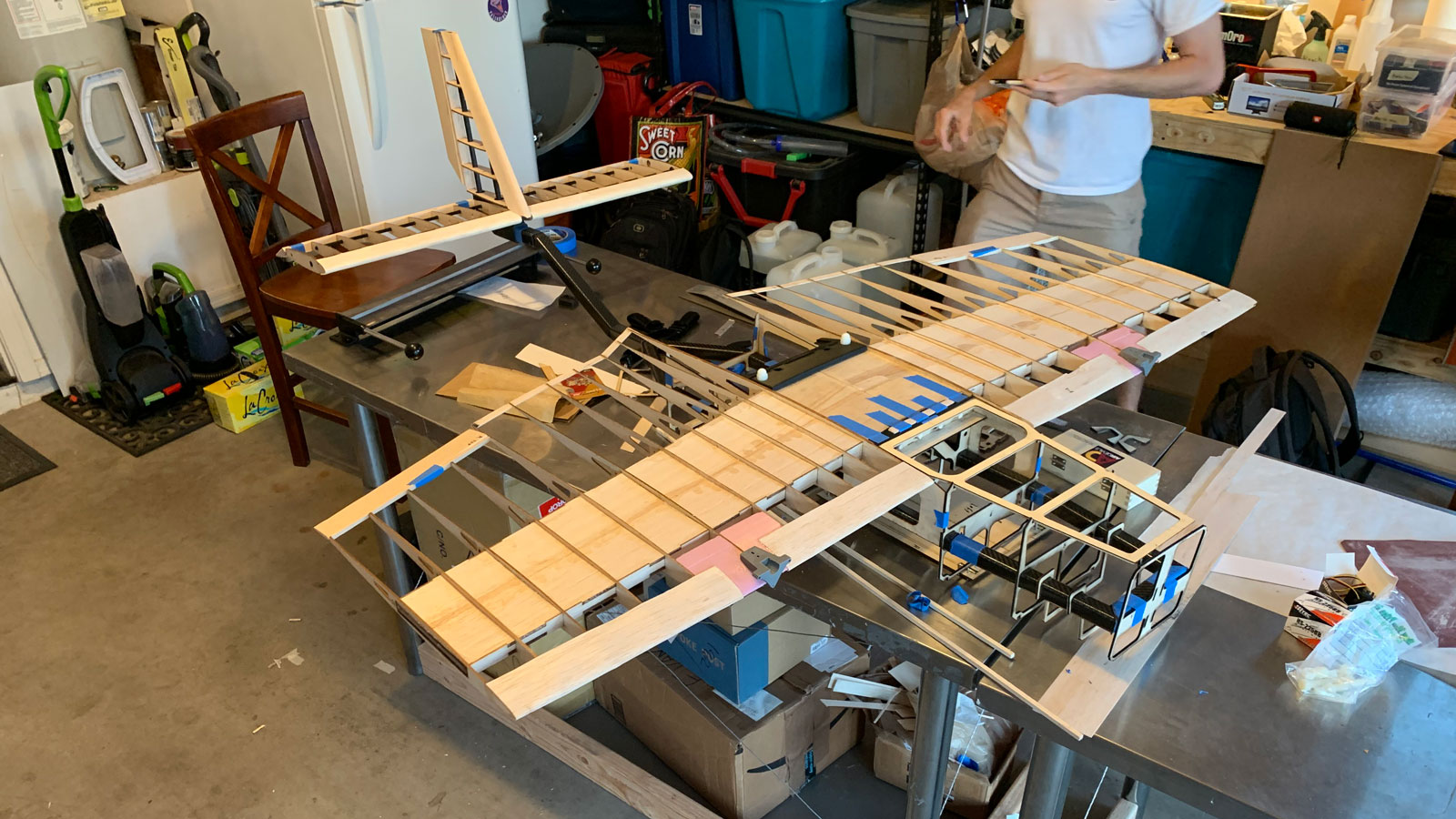 The Duct Tape Overcast aircraft’s wooden frame was created using laser cutting techniques. 