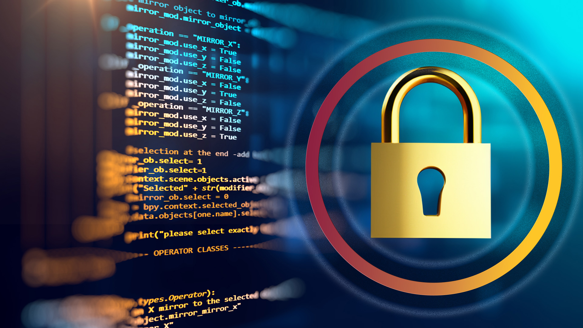 graphic of a lock and computer code