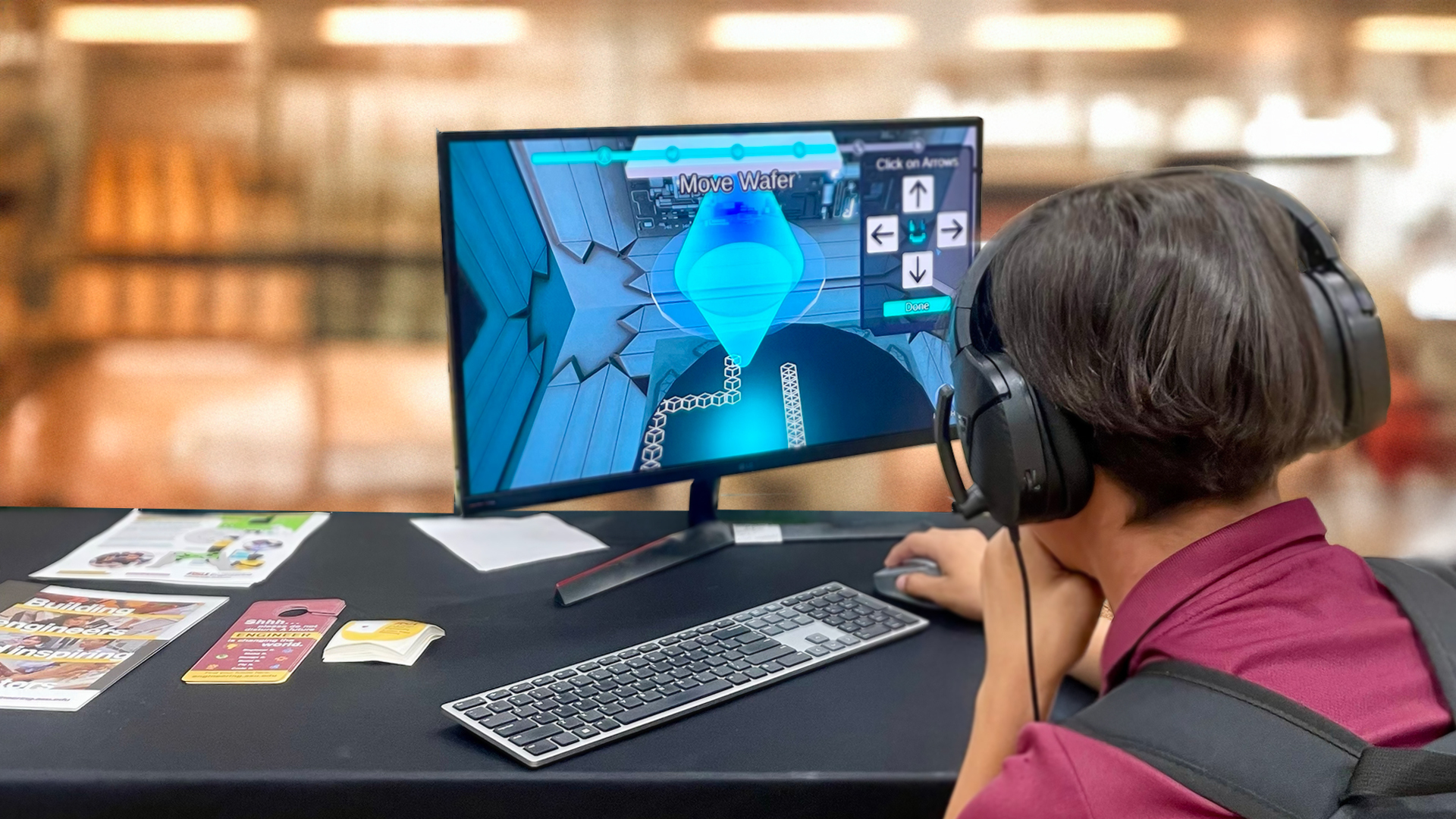 student in front of computer